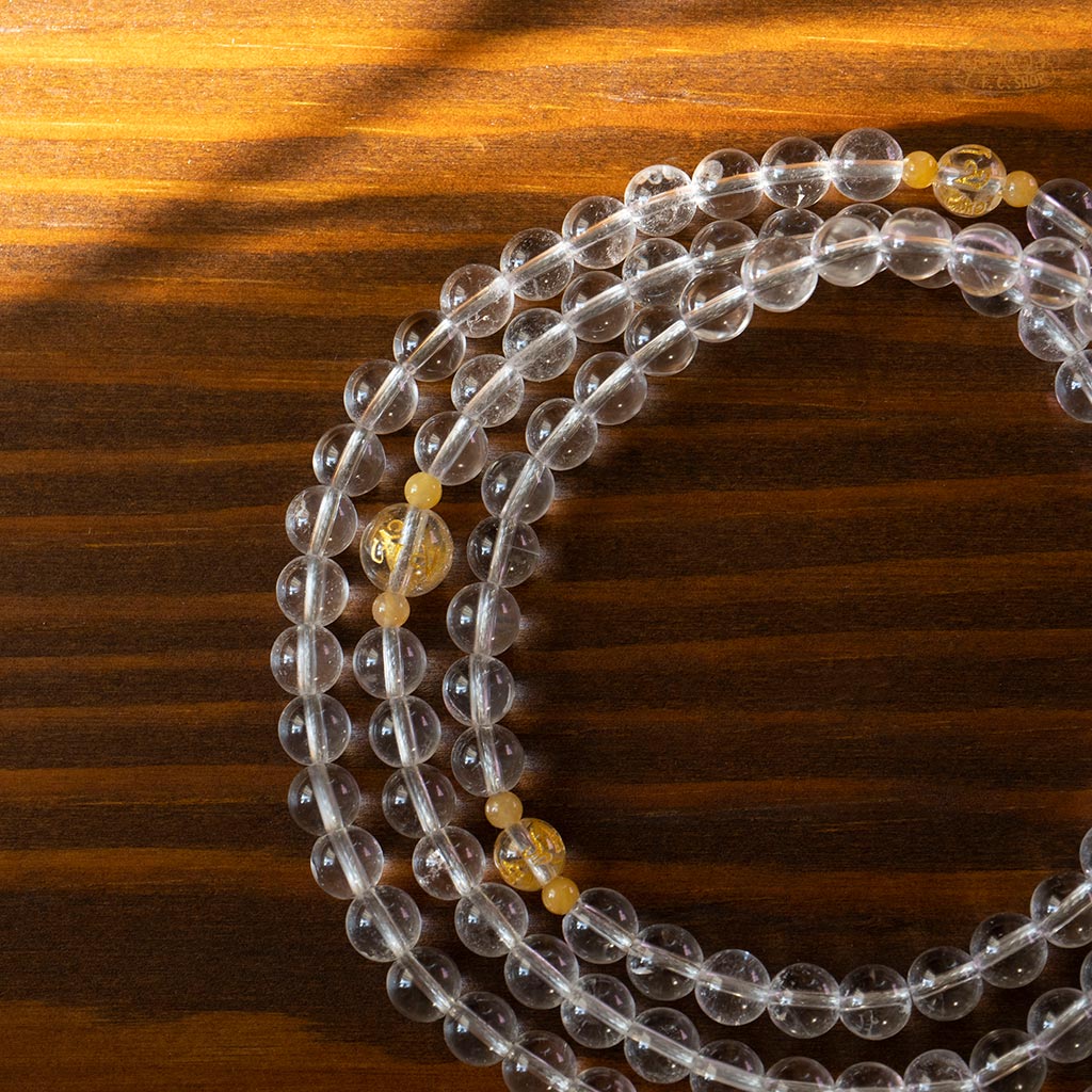 Clear Quartz 6mm 108-Bead Traditional Prayer Mala