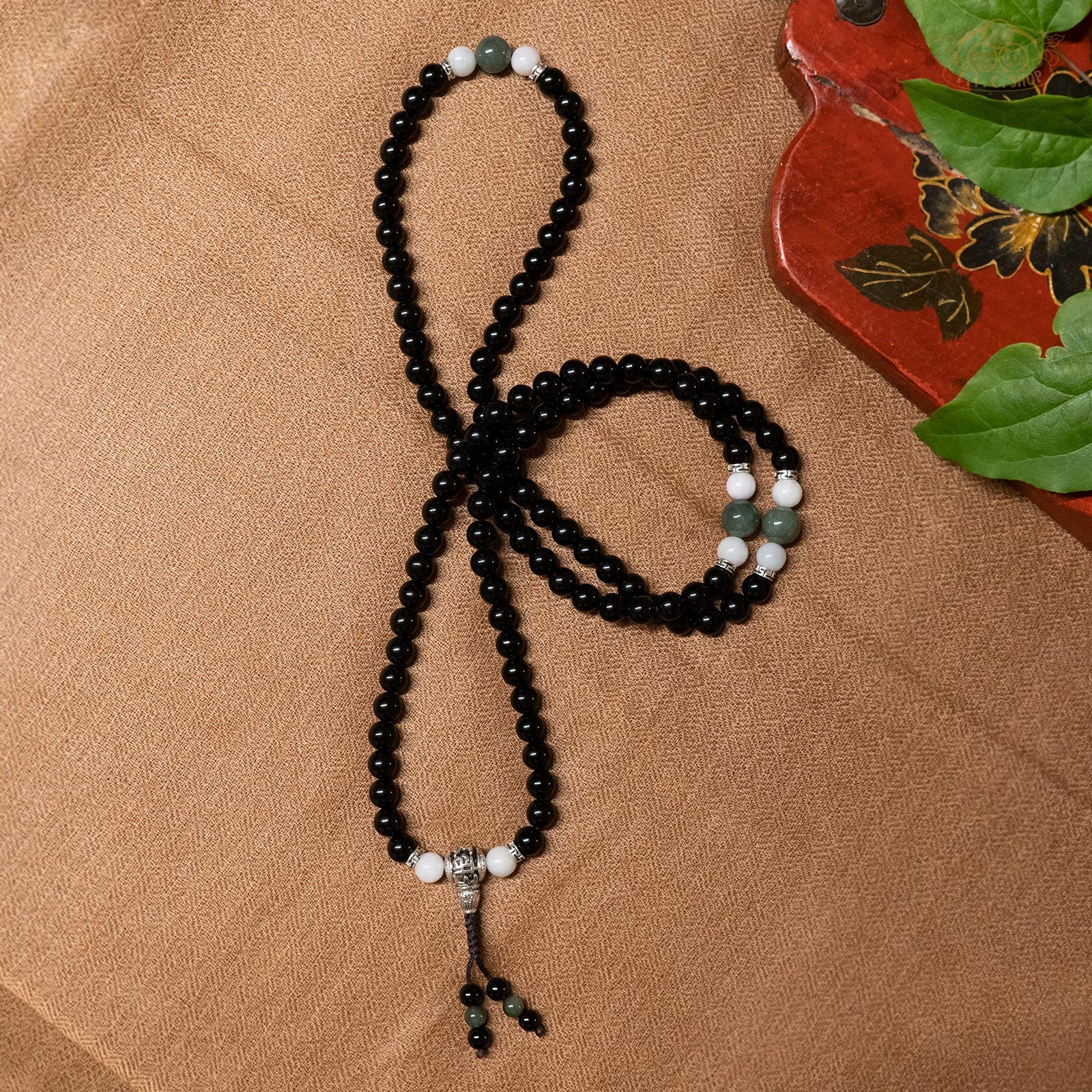 'Joyous Daybreak' Obsidian 8mm 108-Bead Traditional Prayer Mala
