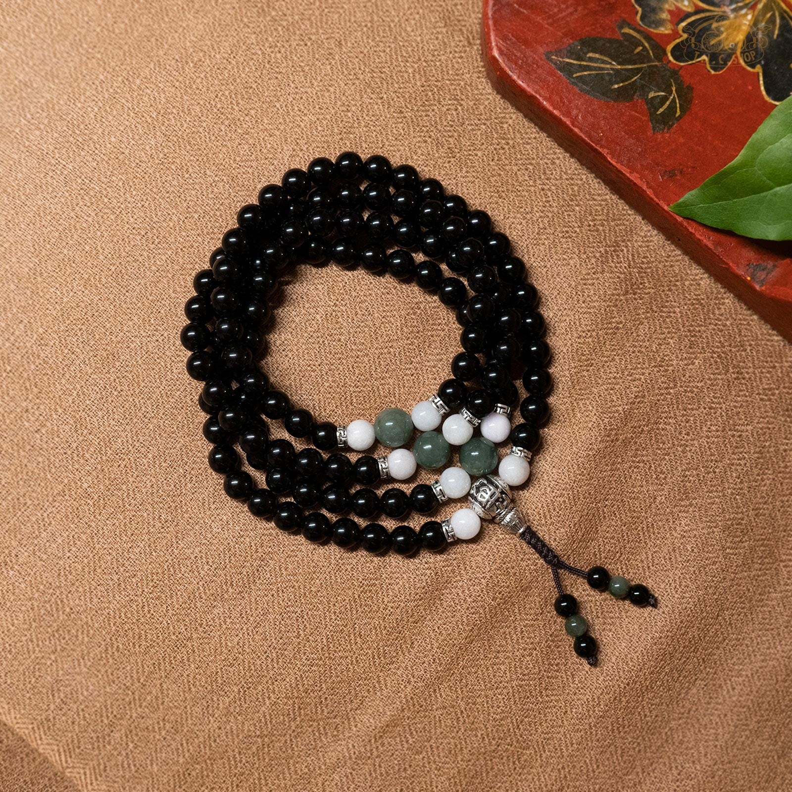 'Joyous Daybreak' Obsidian 8mm 108-Bead Traditional Prayer Mala
