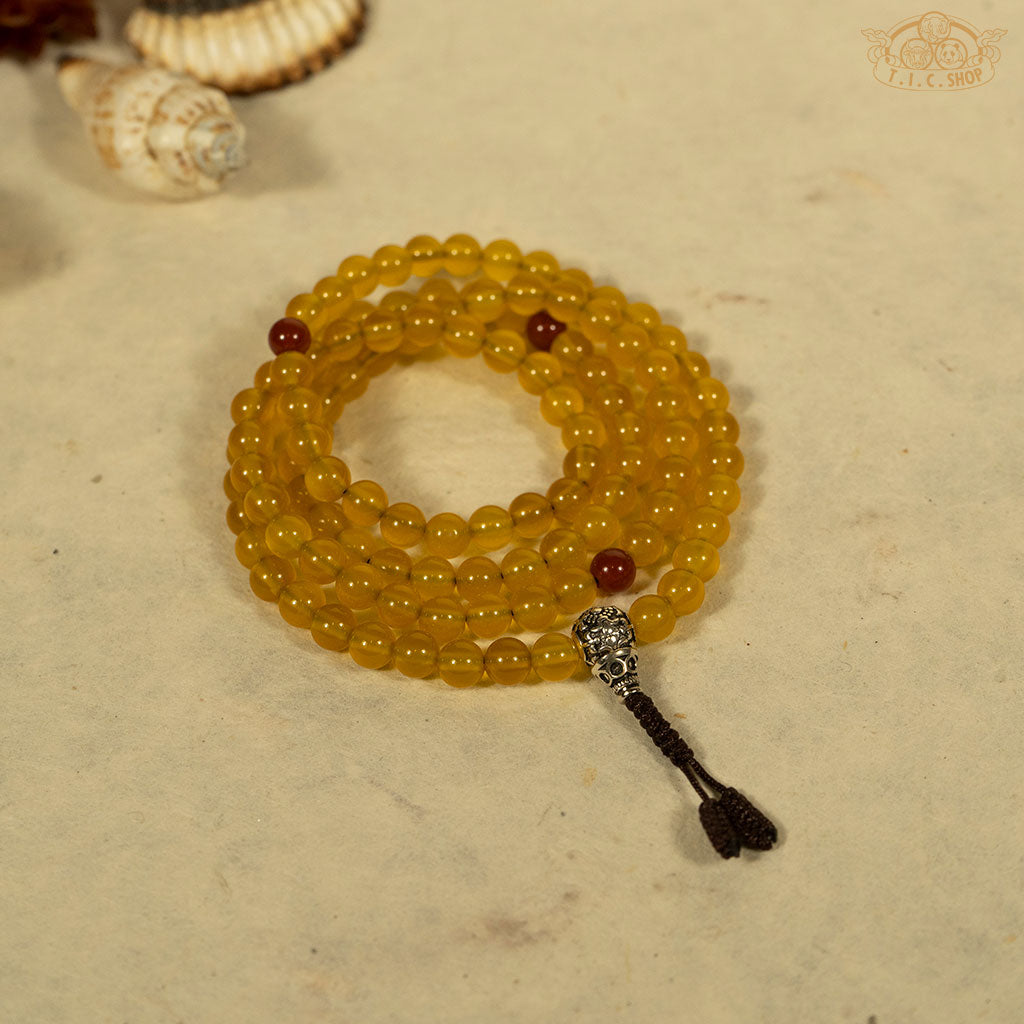 'Everlasting Lamps' Yellow Agate 6mm 108-Bead Mala