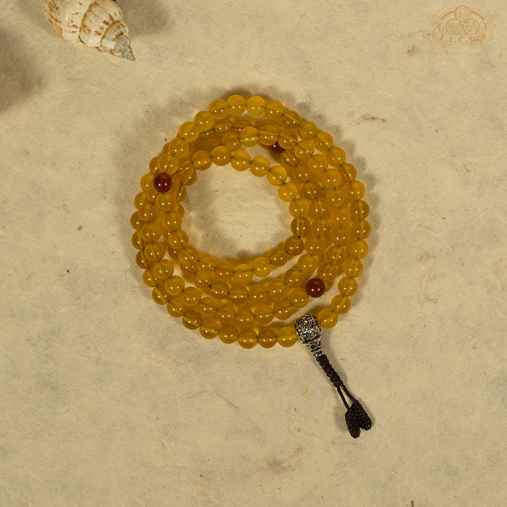 'Everlasting Lamps' Yellow Agate 6mm 108-Bead Mala