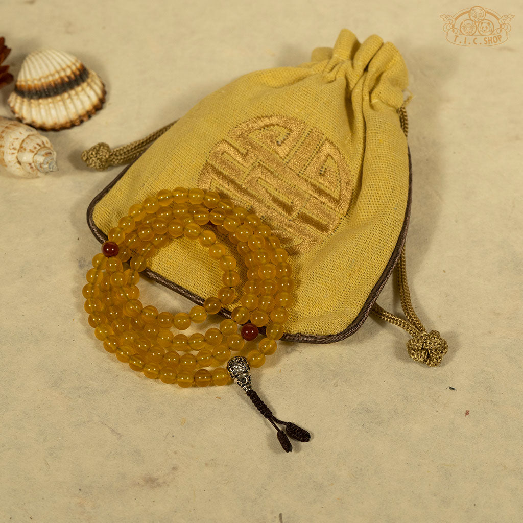 'Everlasting Lamps' Yellow Agate 6mm 108-Bead Mala