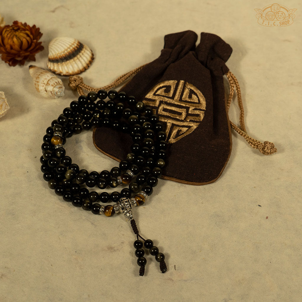 Golden Sheen Obsidian 8mm 108-Bead Prayer Mala