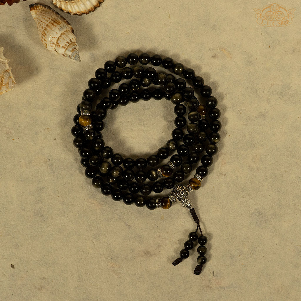 Golden Sheen Obsidian 8mm 108-Bead Prayer Mala