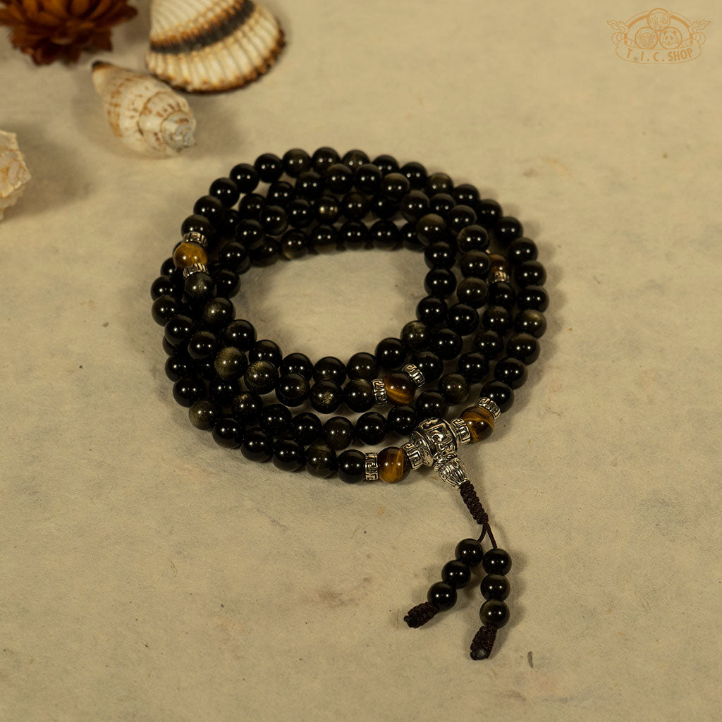 Golden Sheen Obsidian 8mm 108-Bead Prayer Mala