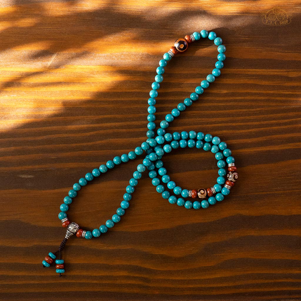Enhanced Turquoise 6mm 108-Bead Traditional Prayer Mala