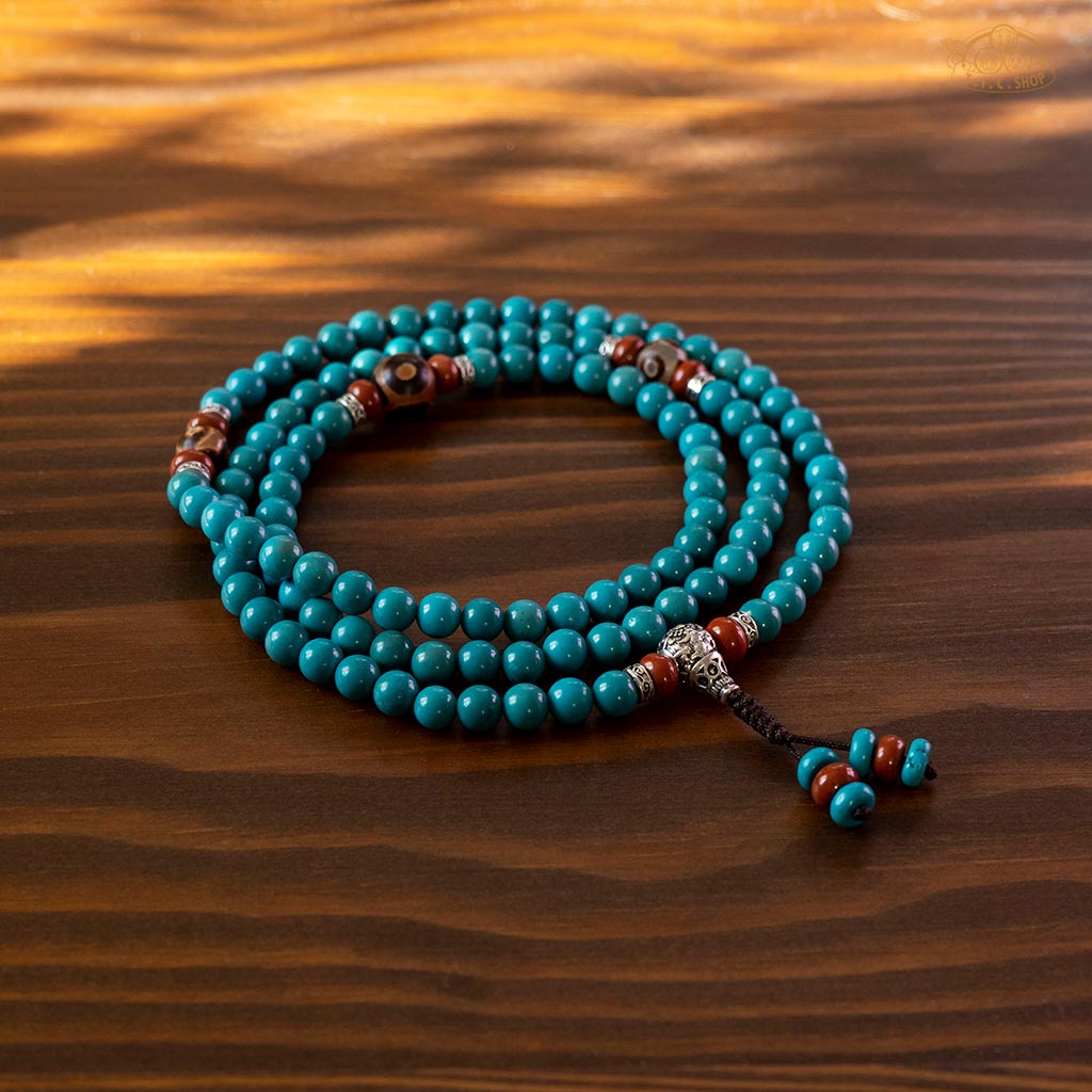 Enhanced Turquoise 6mm 108-Bead Traditional Prayer Mala