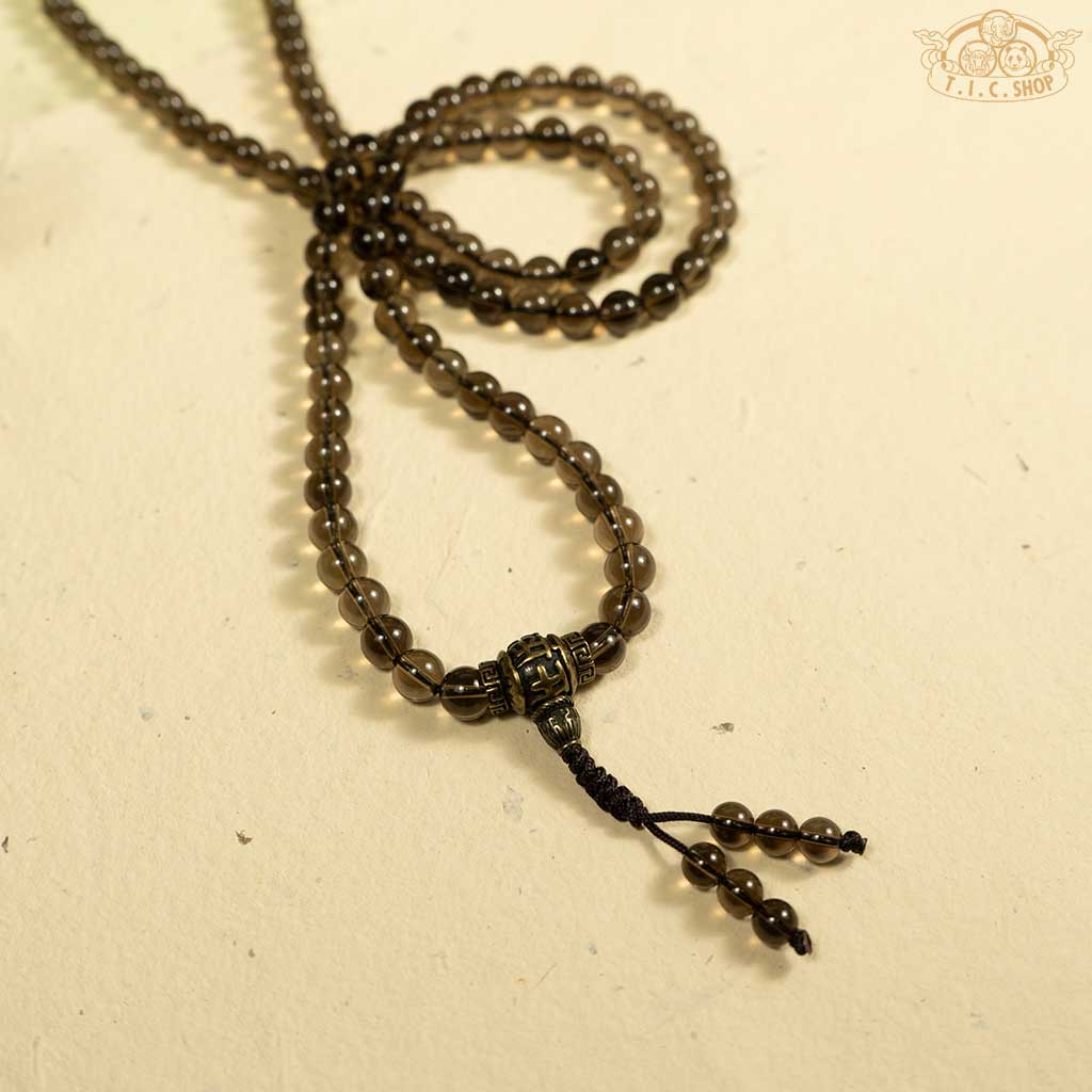 'Morning Haze' Smoky Quartz 8mm 108-Bead Traditional Prayer Mala