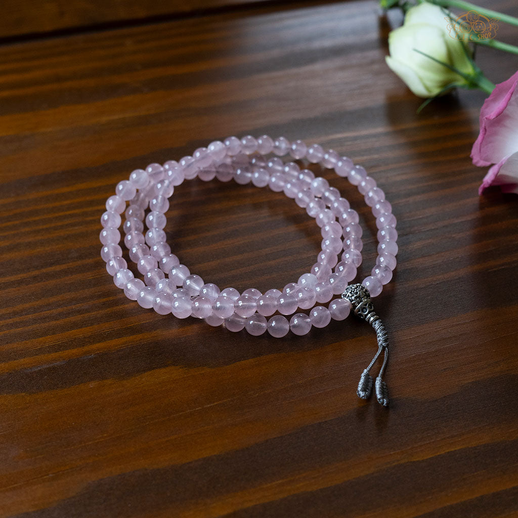 Rose Quartz 6mm 108-Bead Traditional Prayer Mala