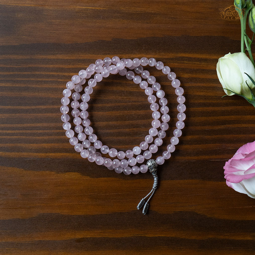 Rose Quartz 6mm 108-Bead Traditional Prayer Mala