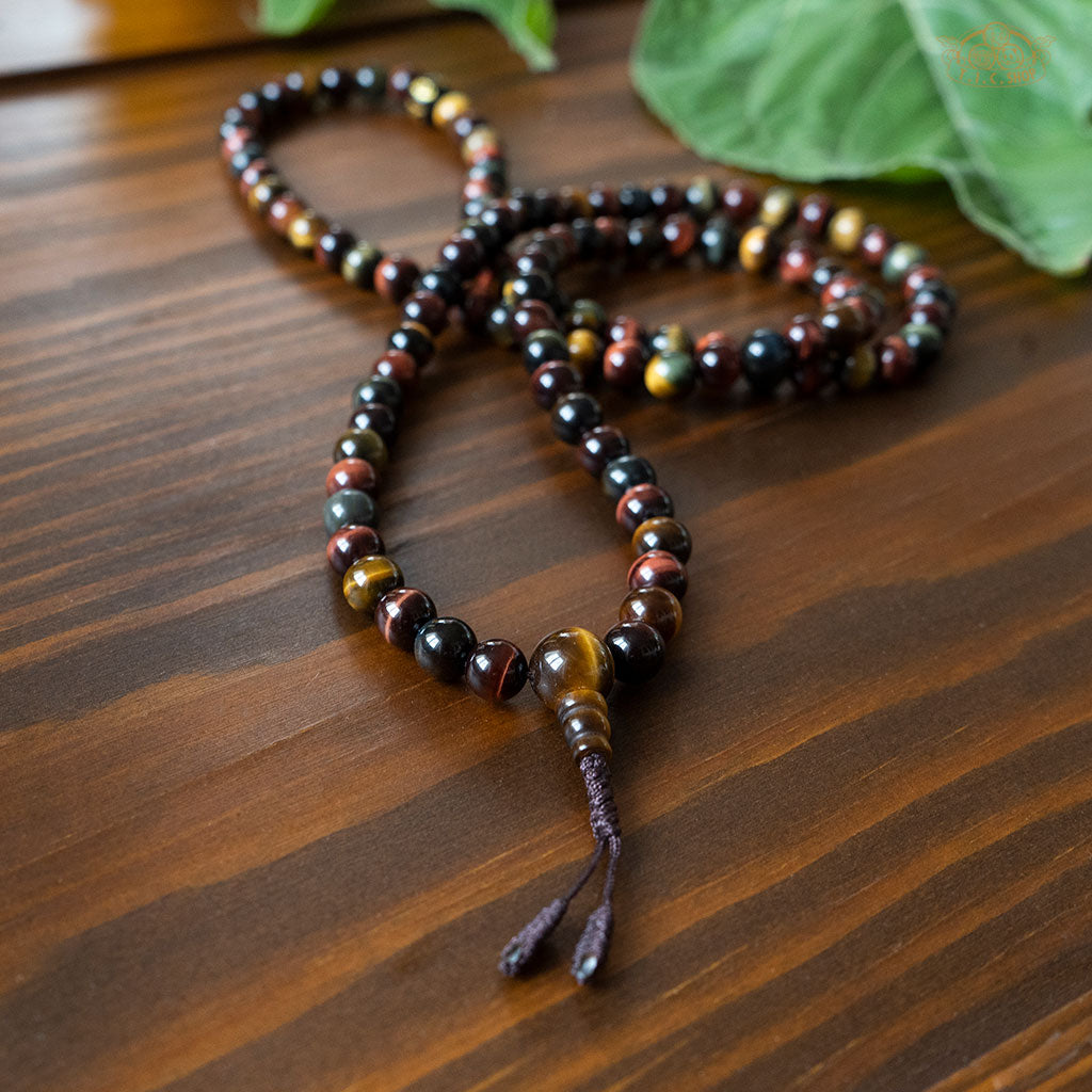 Red Yellow Blue Tiger Eye Stone 8mm 108-Bead Mala