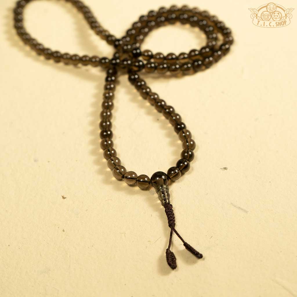 'Morning Haze' Smoky Quartz 6mm 108-Bead Traditional Prayer Mala