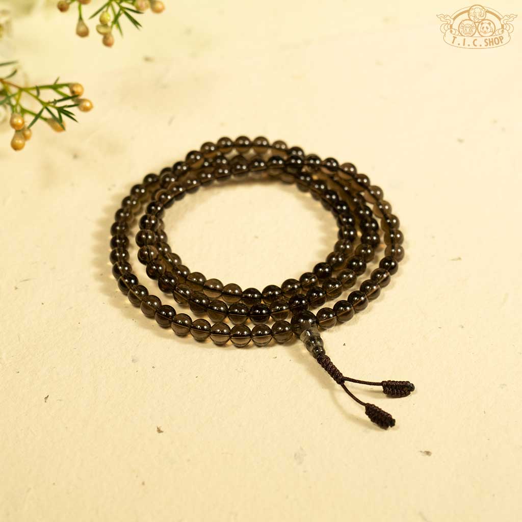 'Morning Haze' Smoky Quartz 6mm 108-Bead Traditional Prayer Mala