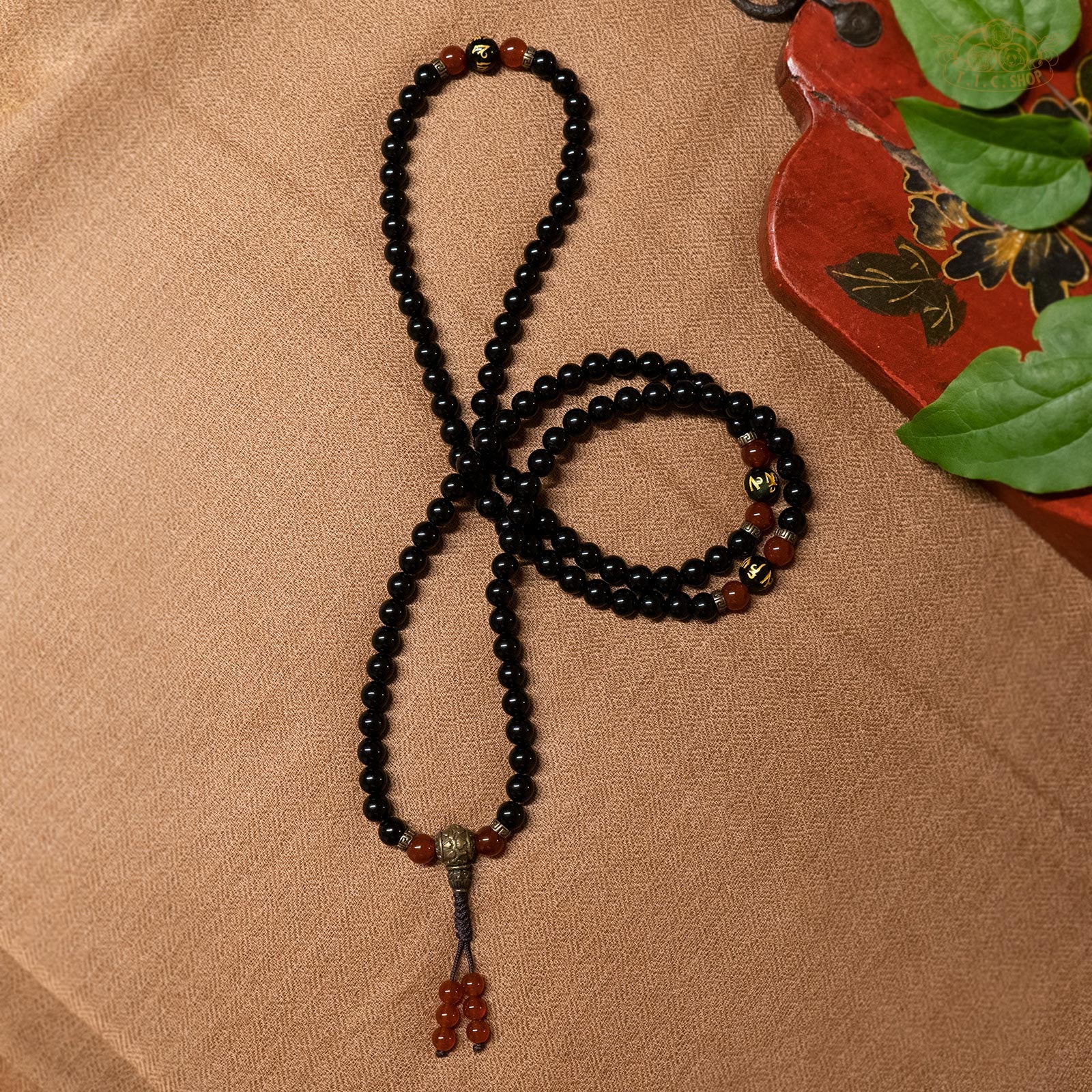'Devine Protection' Obsidian 8mm 108-Bead Traditional Prayer Mala