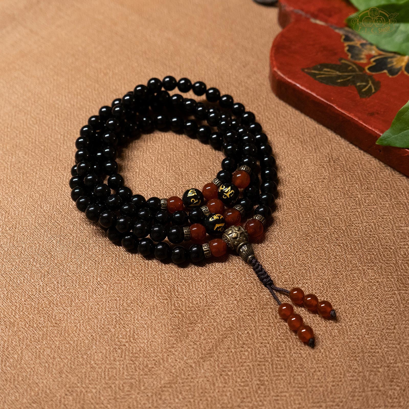 'Devine Protection' Obsidian 8mm 108-Bead Traditional Prayer Mala