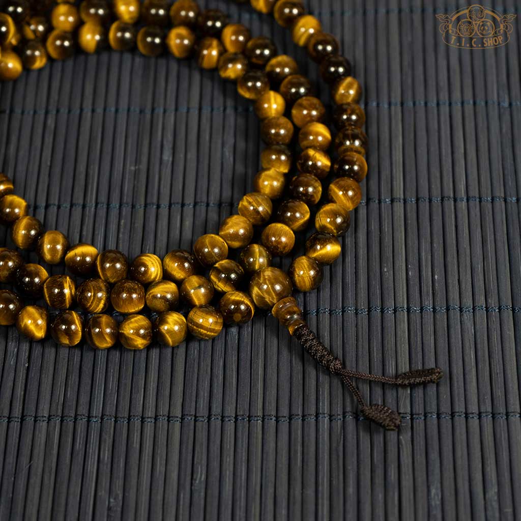 'Sunlight in the Highland' Tiger Eye Stone 8mm 108-Bead Traditional Prayer Mala