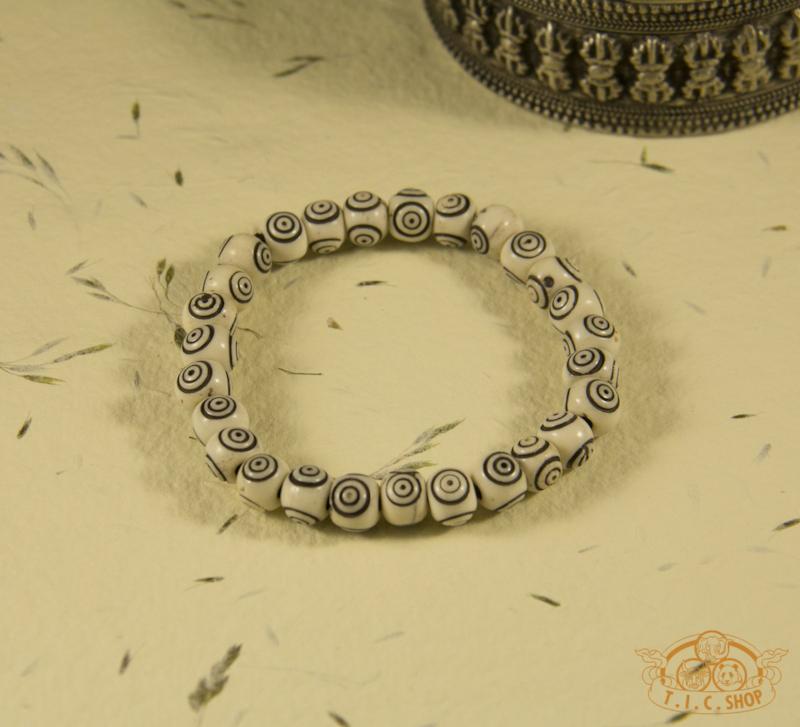 Hand-Carved Yak Bone Amulet Beads Bracelet