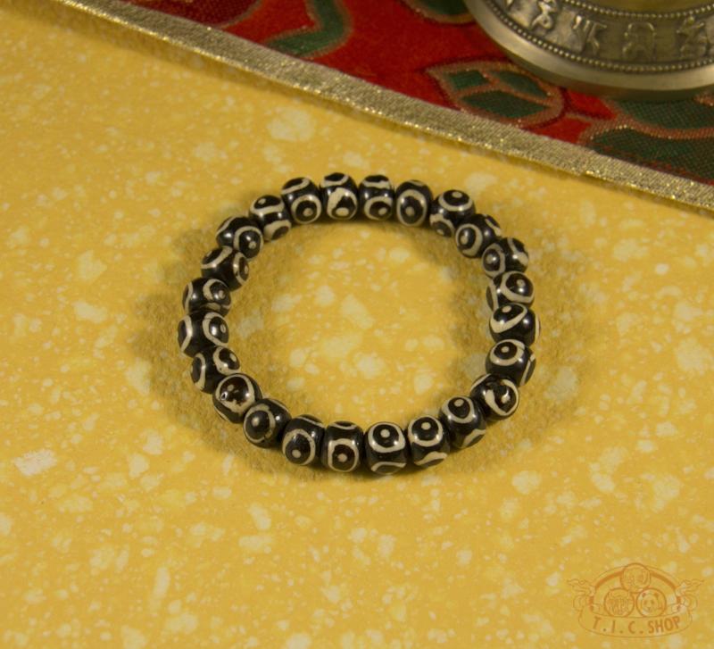 Hand-Painted Yak Bone Amulet Beads Bracelet