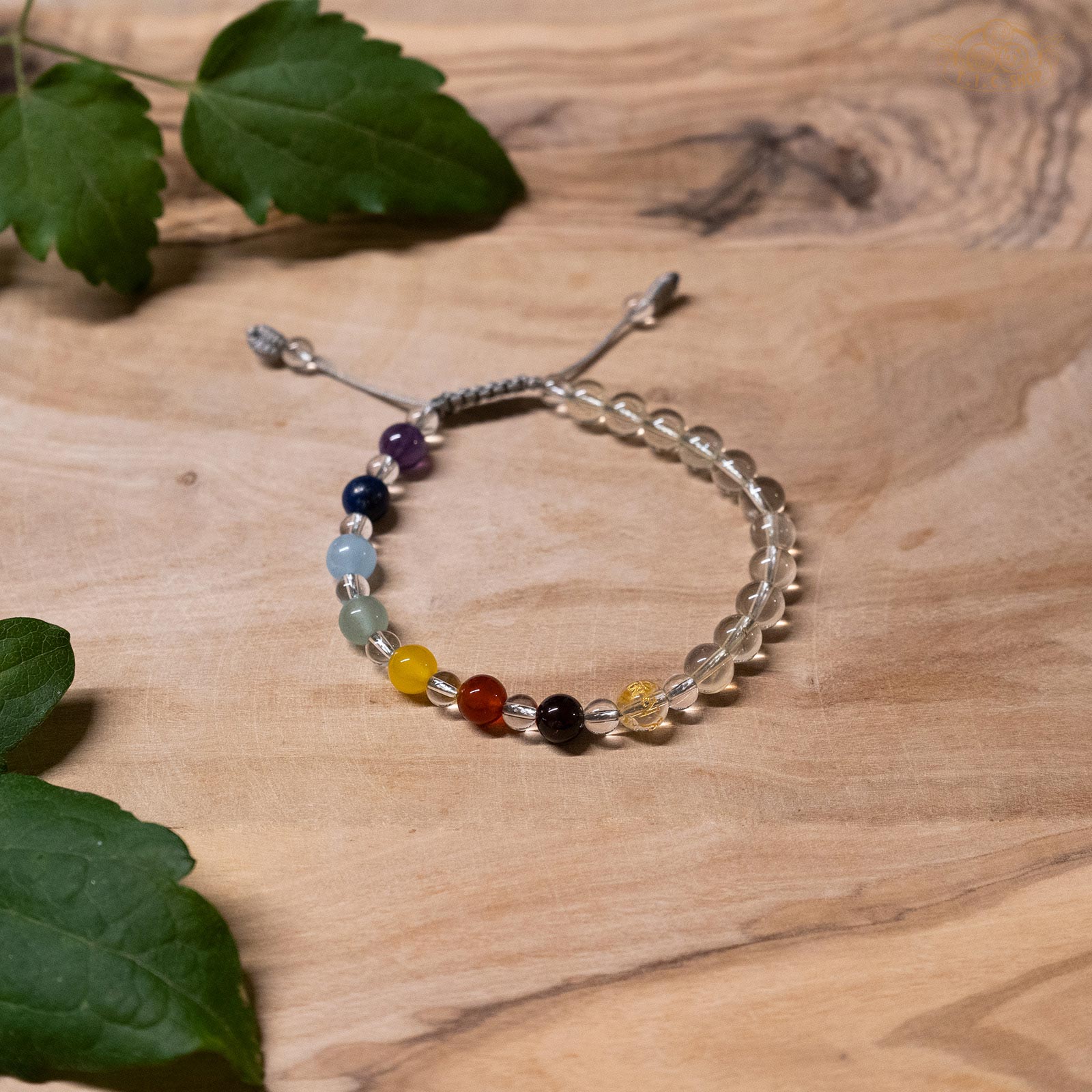 Seven Chakra 6mm Beads Bracelet with OM Mantra