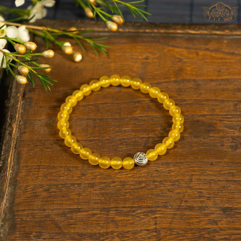 'Forenoon Glee' Yellow Agate 6mm Beads Bracelet