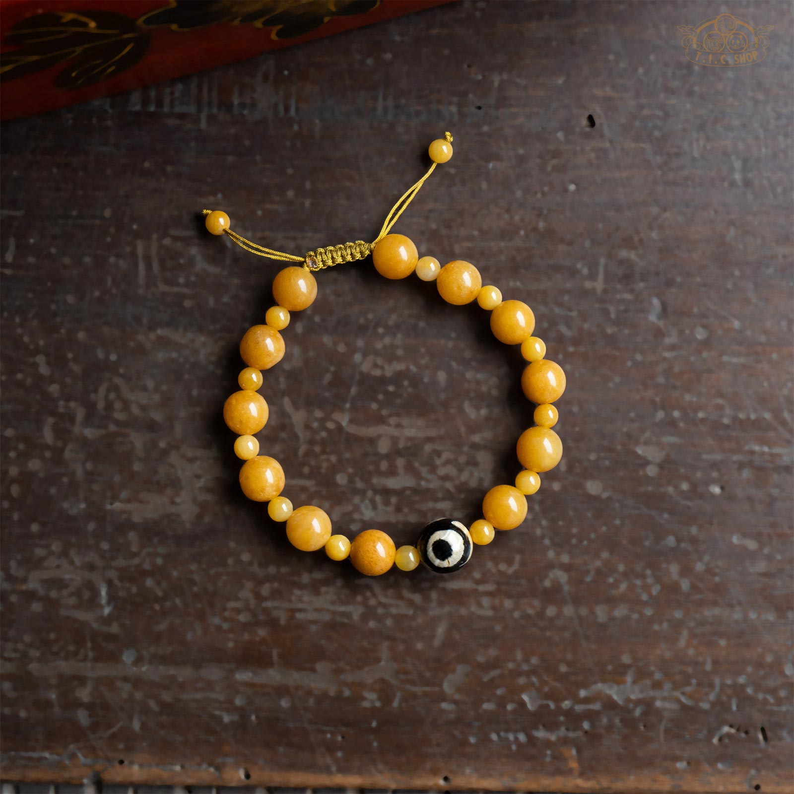 Dzi Bead Yellow Chalcedony Beads Bracelet