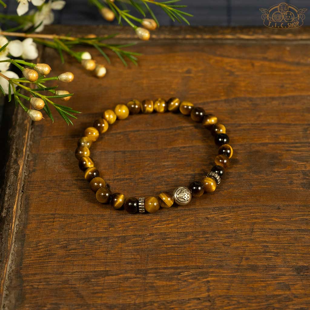 Lotus Tiger Eye 6mm Beads Bracelet