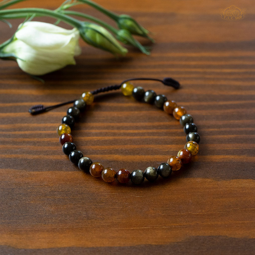 Dragon Veins Agate Golden Obsidian 6mm Beads Bracelet