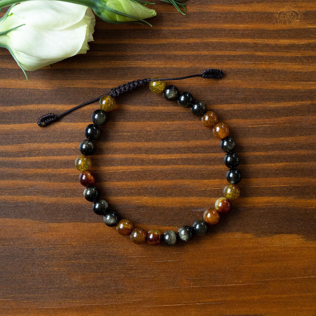 Dragon Veins Agate Golden Obsidian 6mm Beads Bracelet