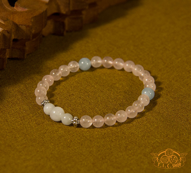 'Overflowing Love' Rose Quartz 6mm Bead Bracelet with Jade and Aquamarine