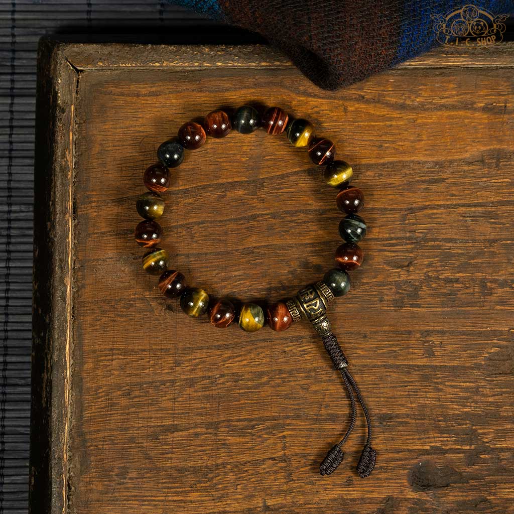 Natural Red Yellow Blue Tiger Eye 10mm Beads Wrist Mala