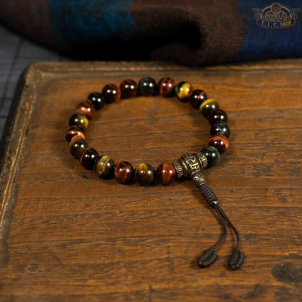 Natural Red Yellow Blue Tiger Eye 10mm Beads Wrist Mala
