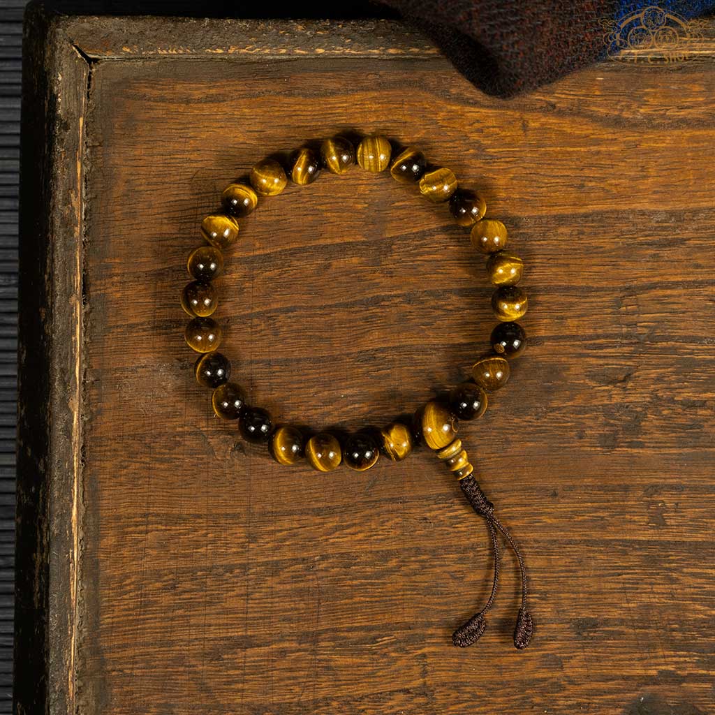 'Sunlight in the Highland' Tiger Eye 8mm Beads Wrist Mala