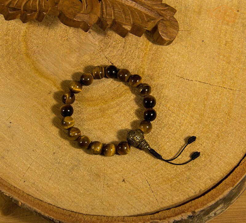 'Sunlight in the Highland' Tiger Eye 10mm Beads Wrist Mala Bracelet