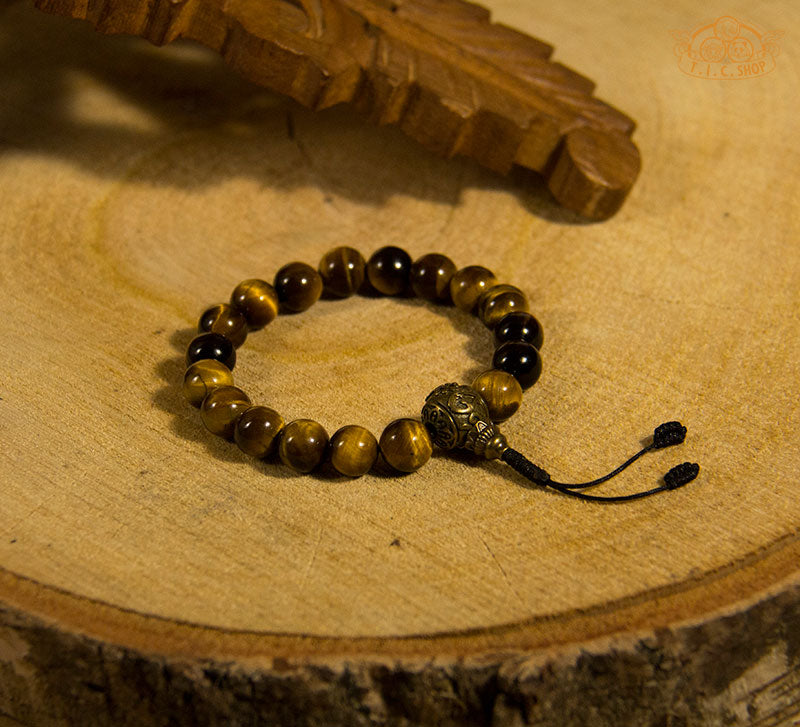 'Sunlight in the Highland' Tiger Eye 10mm Beads Wrist Mala Bracelet