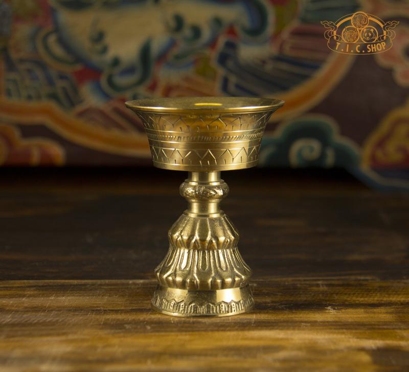 Hand Carved Brass Butter Lamp Medium