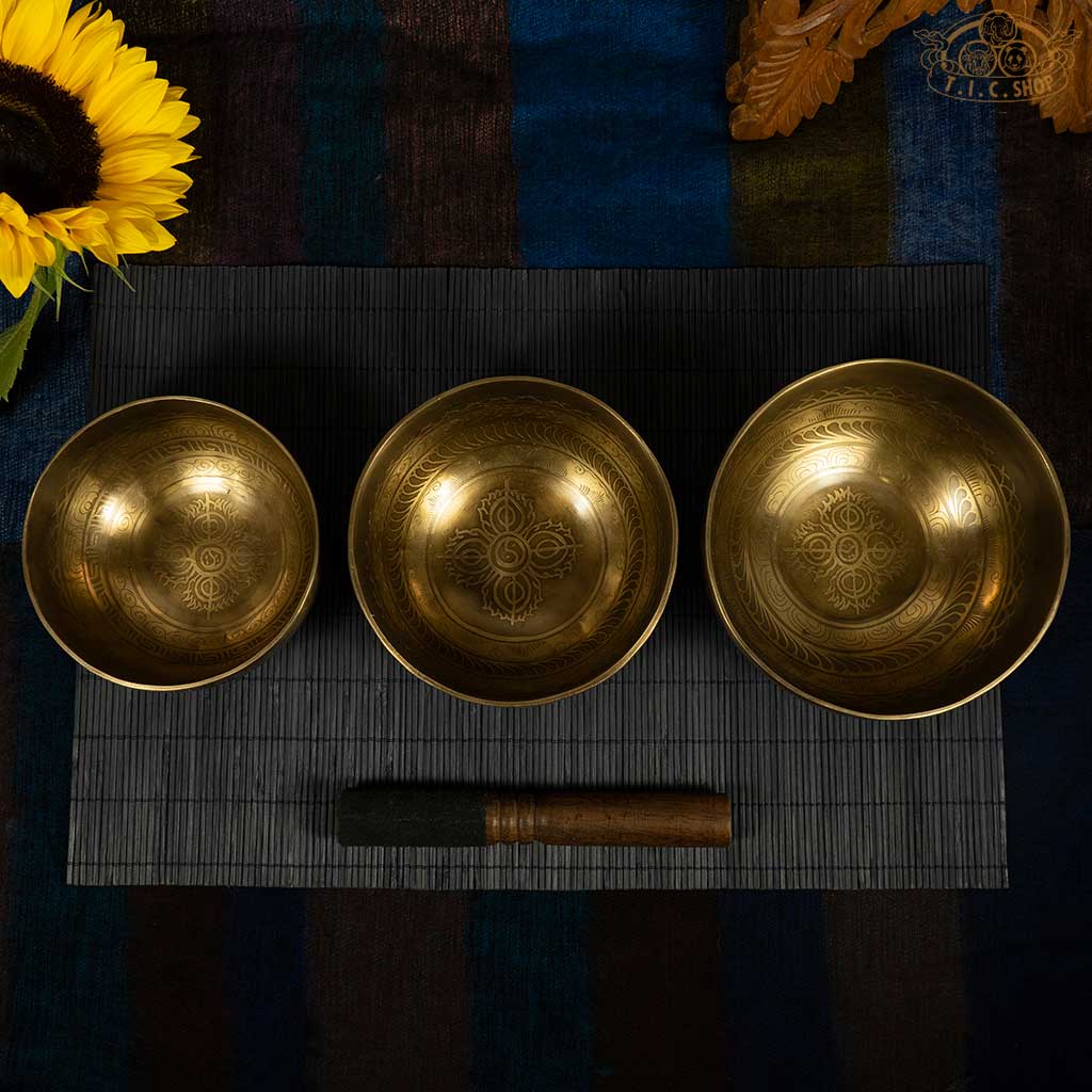 Double Vajra Singing Bowls Set of 3