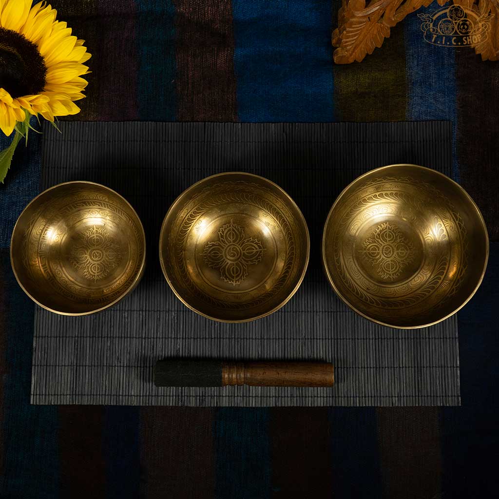 Double Vajra Singing Bowls Set of 3