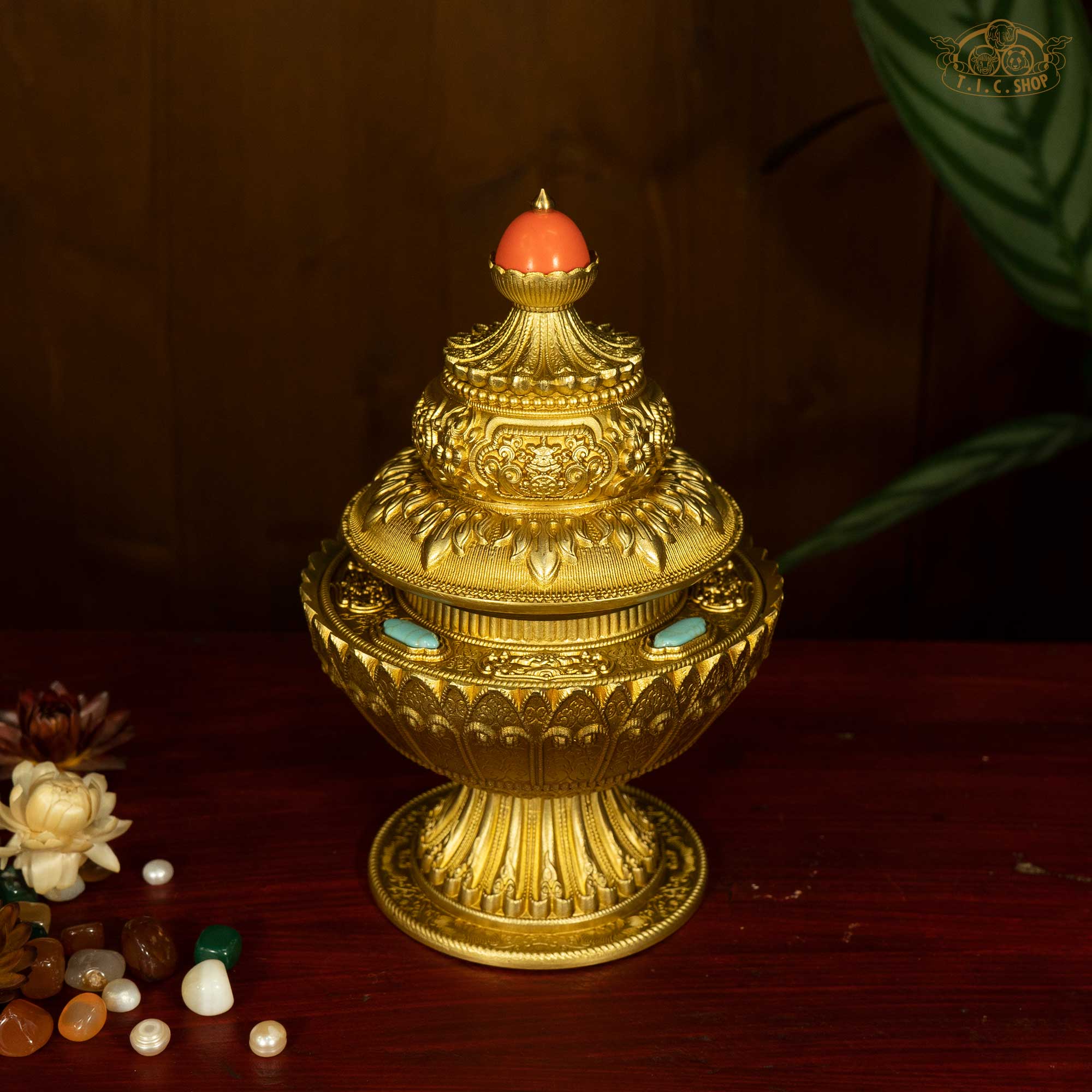 Three-tiered Tibetan Ritual Rice Box