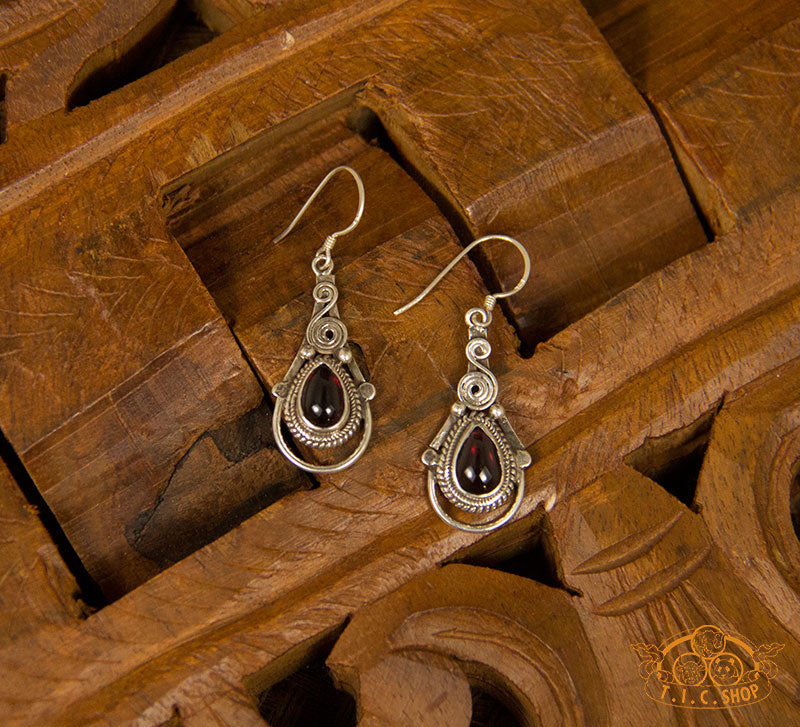 Garnet Silver Earrings