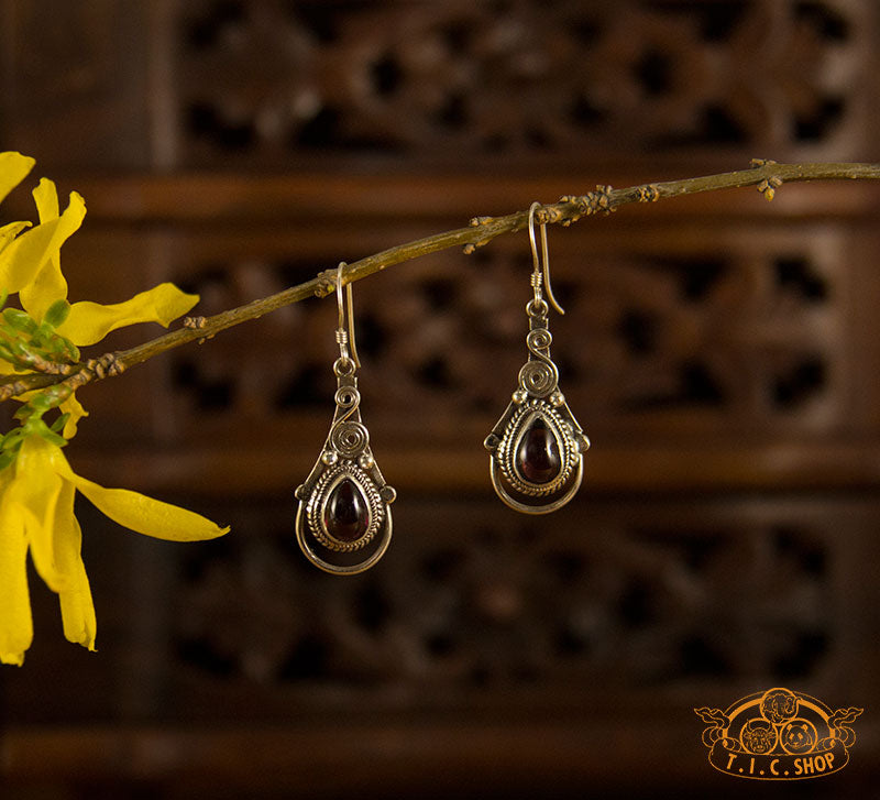 Garnet Silver Earrings