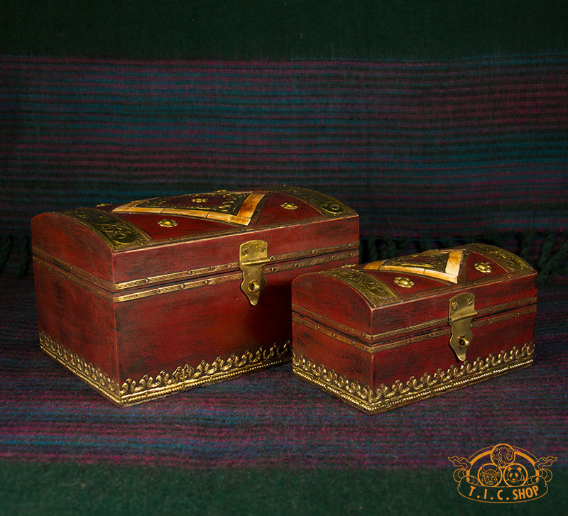 Yak Bone Inlays Indian Wooden Treasure Chest Jewelry Box