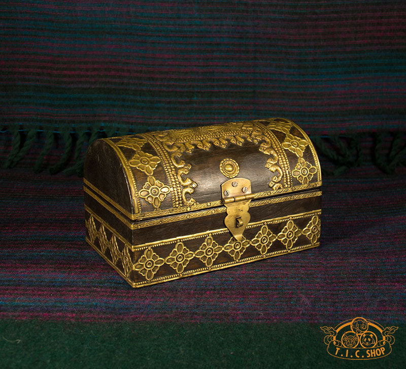 Indian Wooden Treasure Chest Jewelry Box
