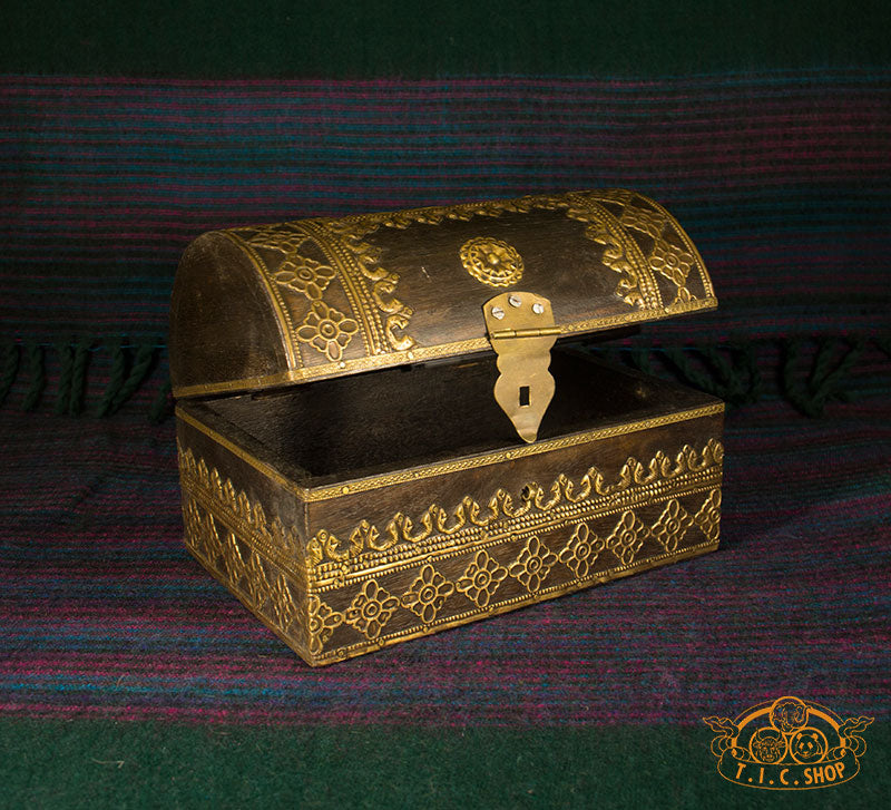 Indian Wooden Treasure Chest Jewelry Box