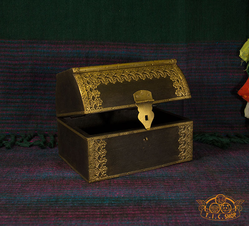 Indian Wooden Treasure Chest Jewelry Box