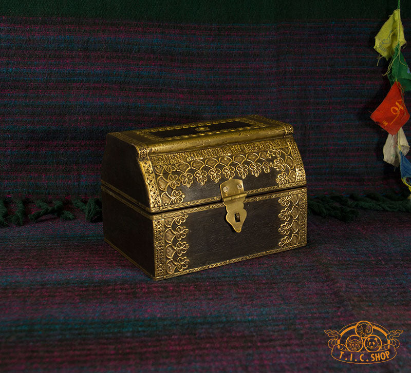 Indian Wooden Treasure Chest Jewelry Box