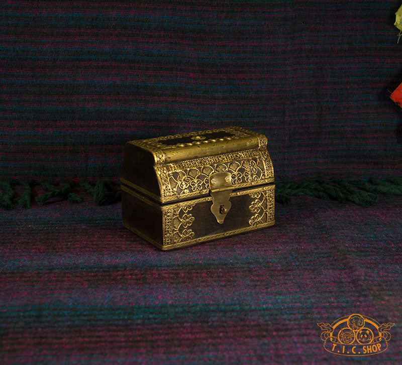 Indian Wooden Treasure Chest Jewelry Box