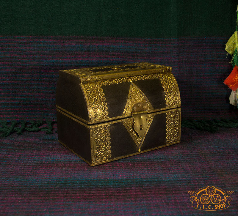 Indian Wooden Treasure Chest Jewelry Box