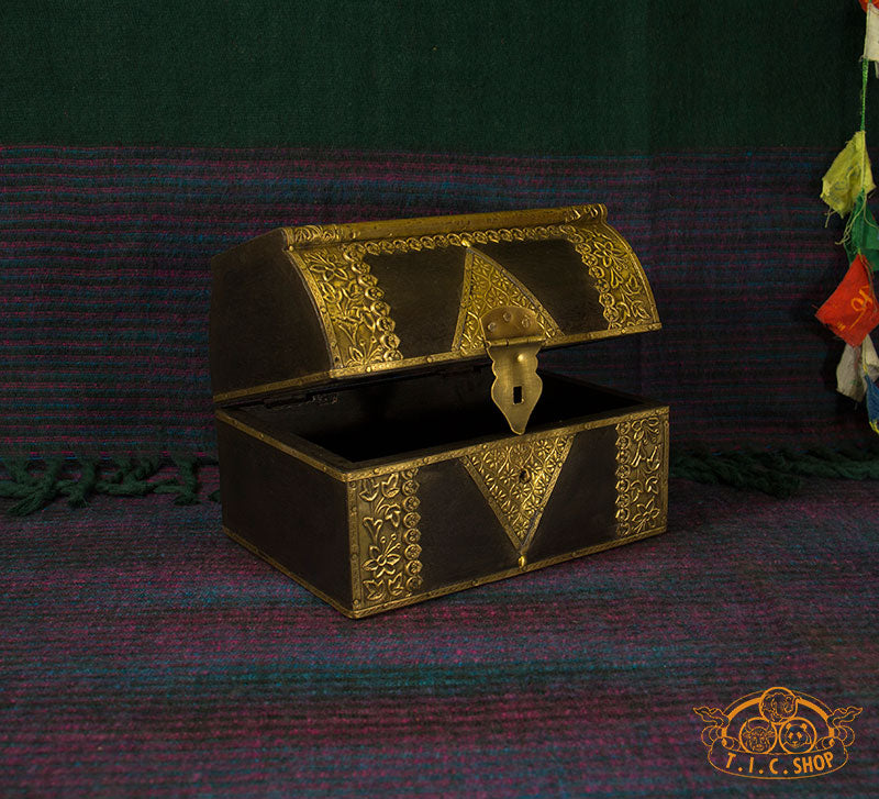 Indian Wooden Treasure Chest Jewelry Box
