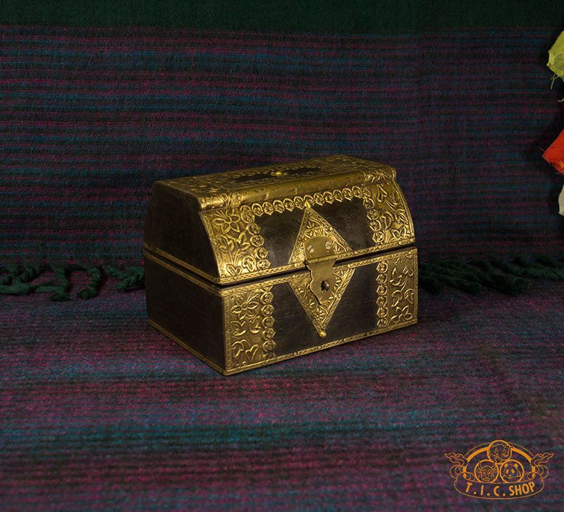 Indian Wooden Treasure Chest Jewelry Box