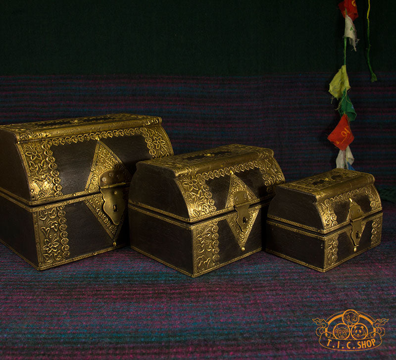 Indian Wooden Treasure Chest Jewelry Box